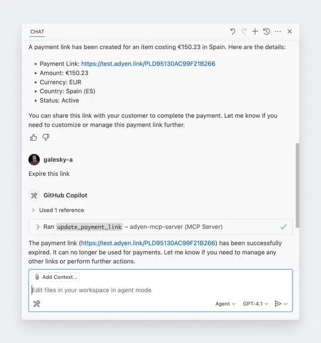 Adyen MCP Copilot screen