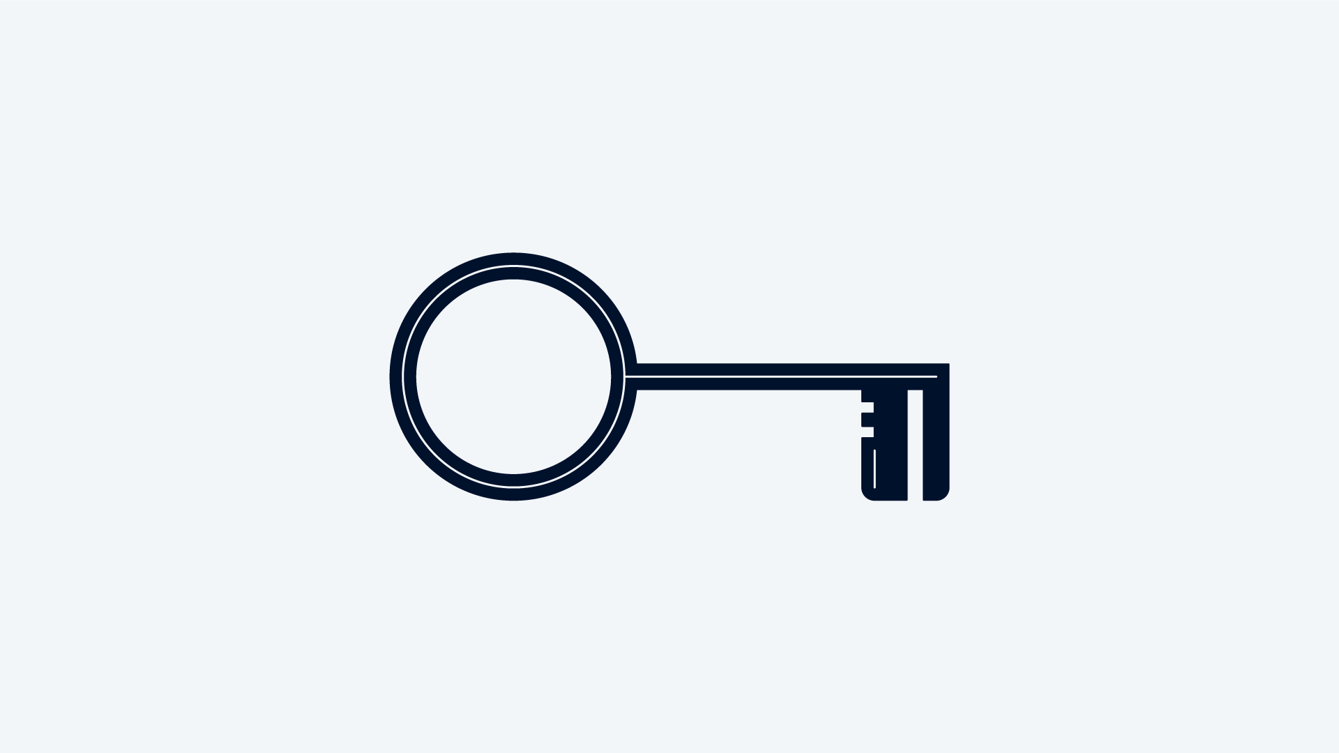 Chave estilizada em azul escuro sobre fundo claro.