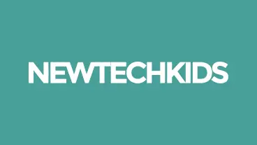 NewTechKids logo with white text on a teal background.