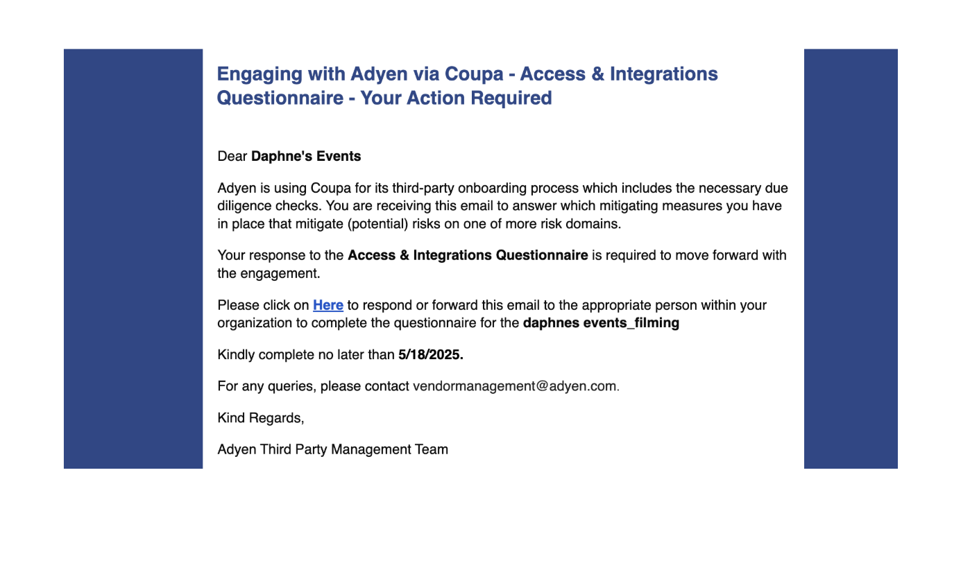 Coupa email screen shot