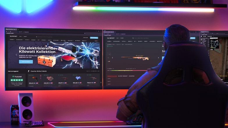 A gamer is using the Skinport marketplace