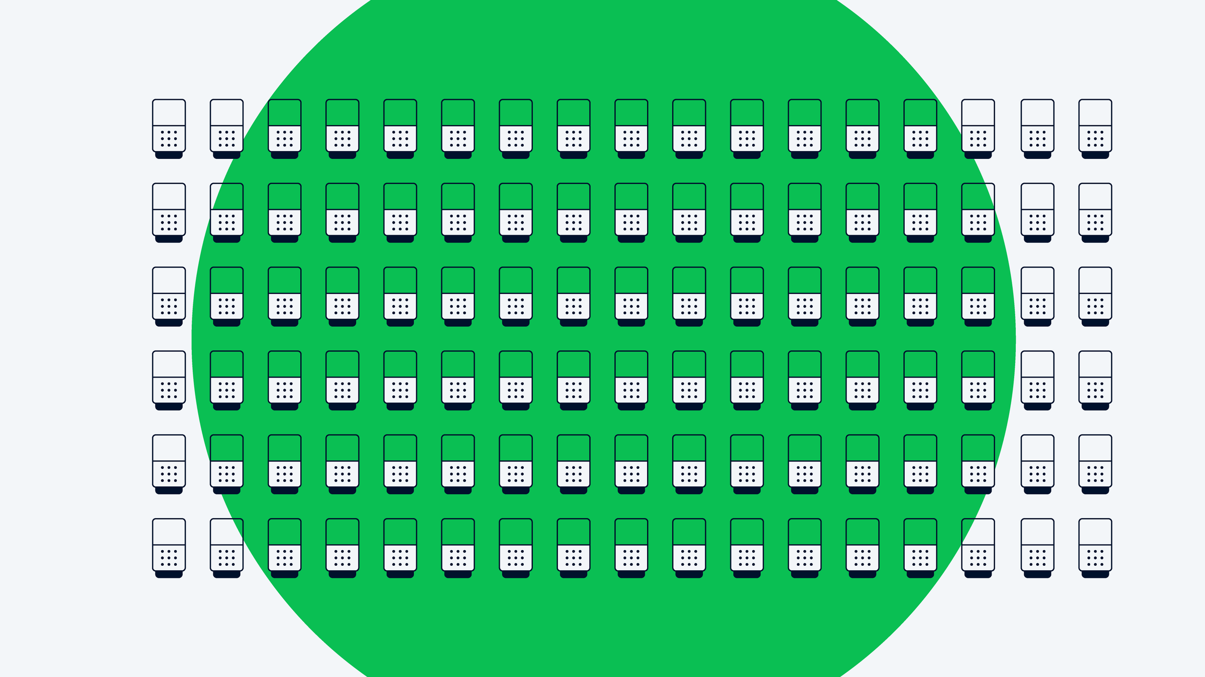 Padrão estilizado de dispositivos móveis em fundo verde