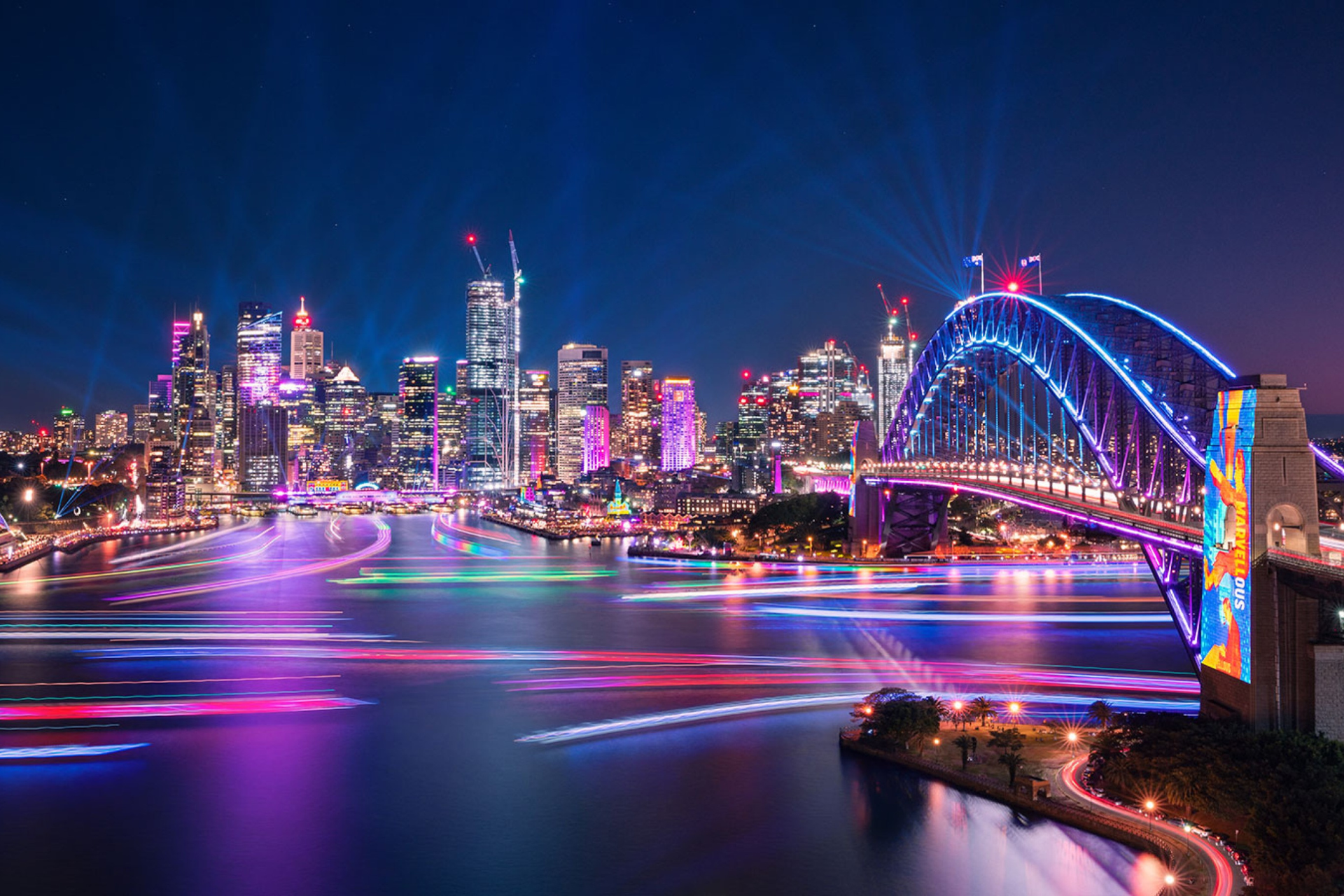 Sydney skyline by night