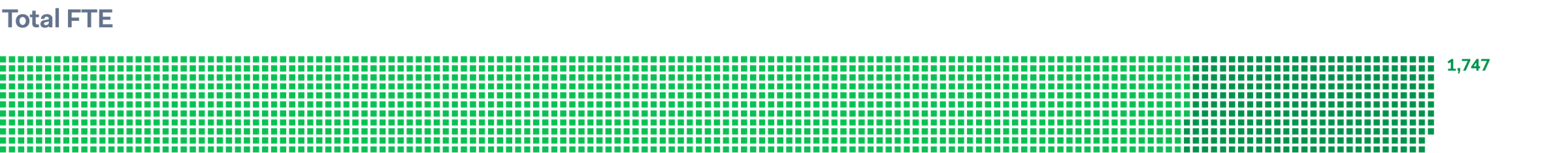 Green square blocks representing the total amount of Adyen employees.