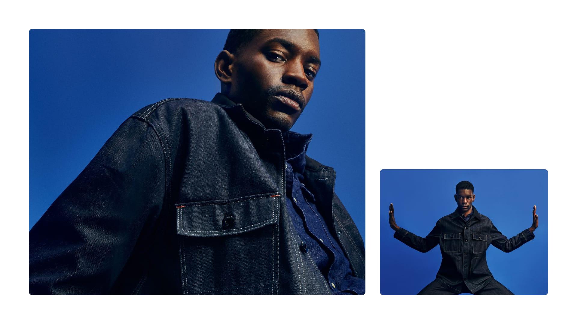 To bilder av modeller iført G-Star RAWs denim