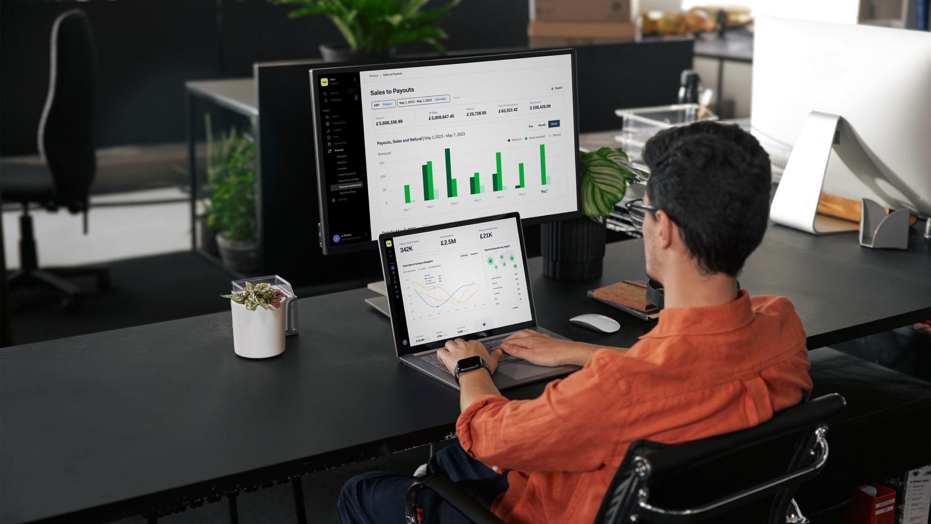 Man typing on laptop