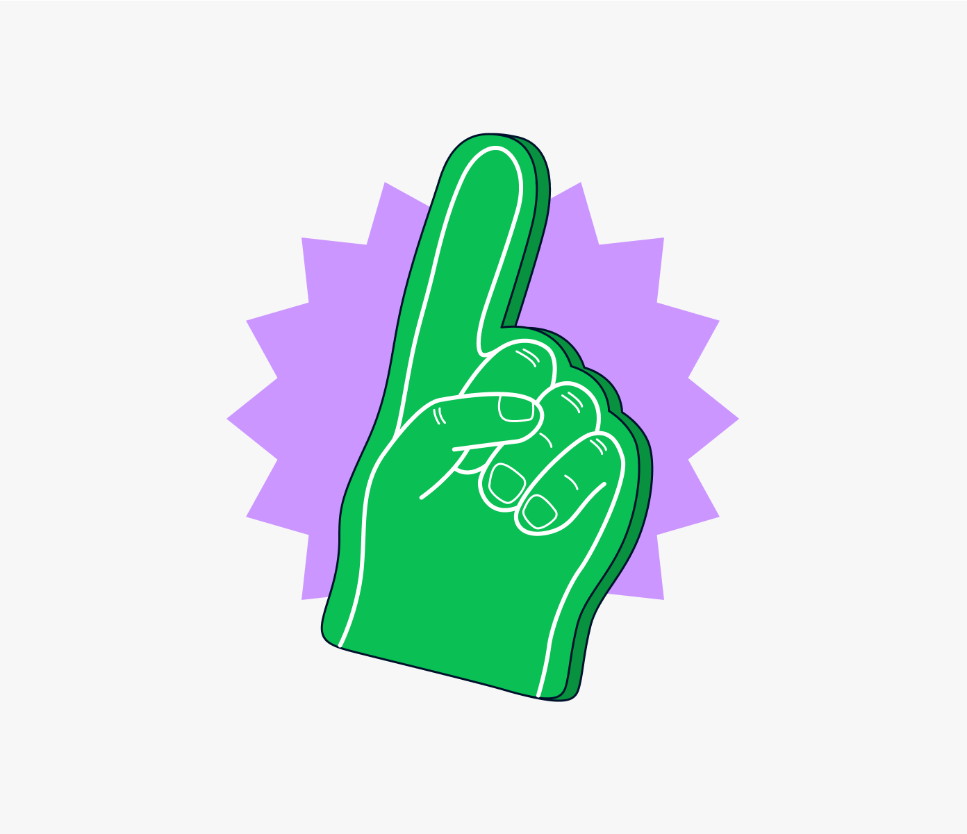 purple and green static foam hand 