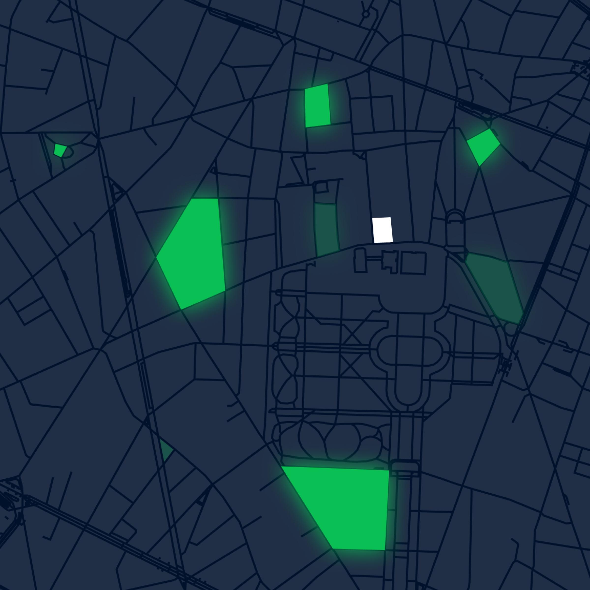 Stylized map overlay with highlighted areas possibly indicating data points or locations.