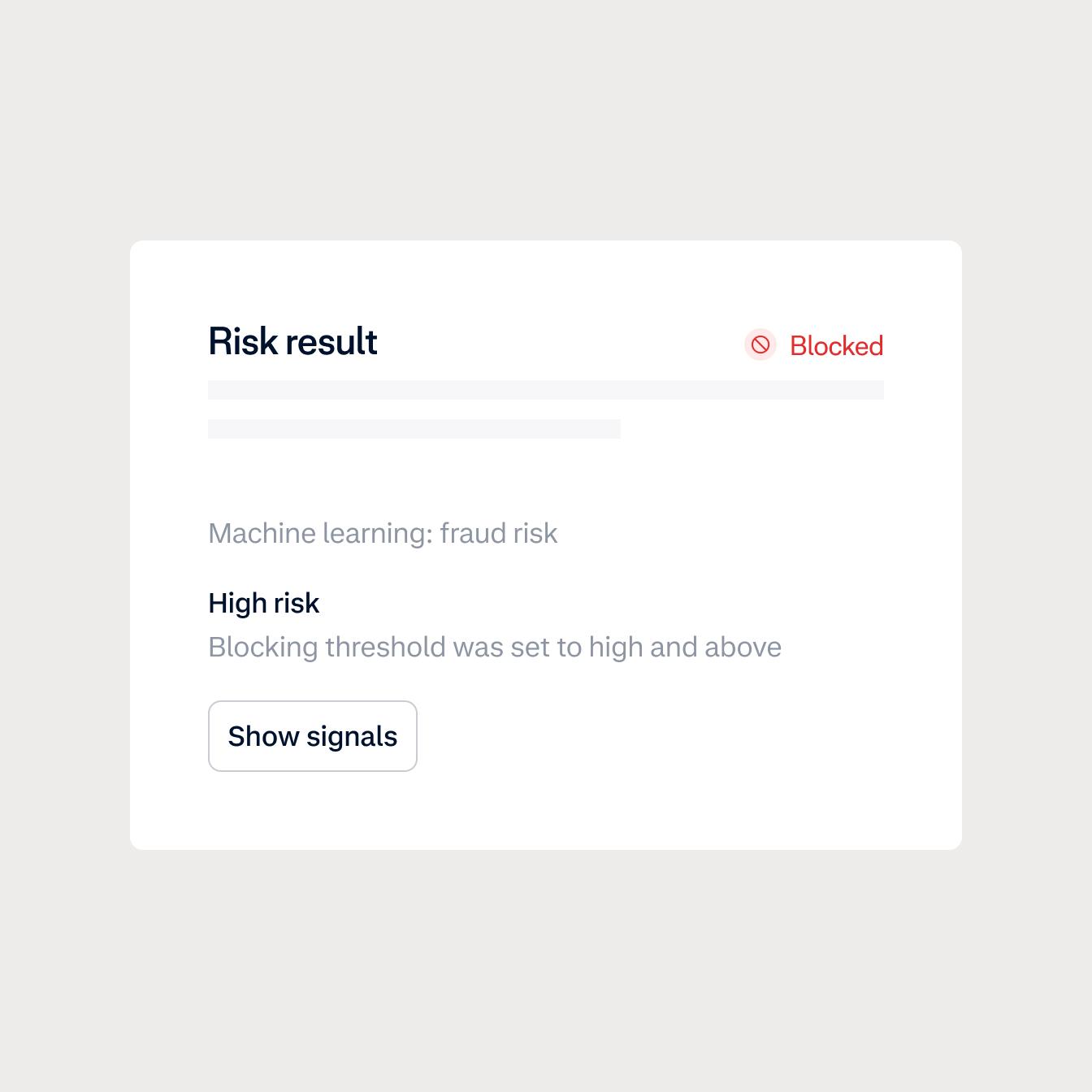 UI screen about Risk result for Index Hospitality