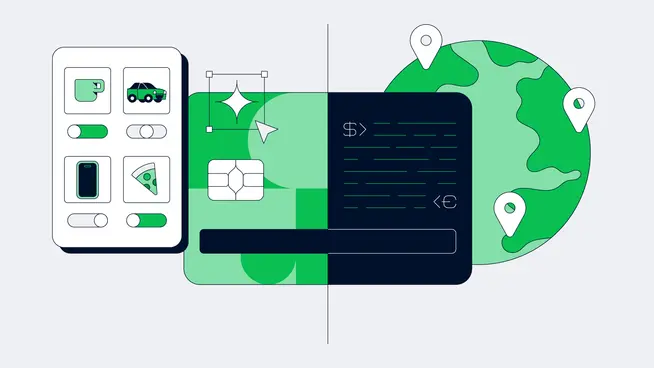 Représentation stylisée de solutions de paiement électronique mondiales avec des icônes de carte de crédit et de paiement mobile.
