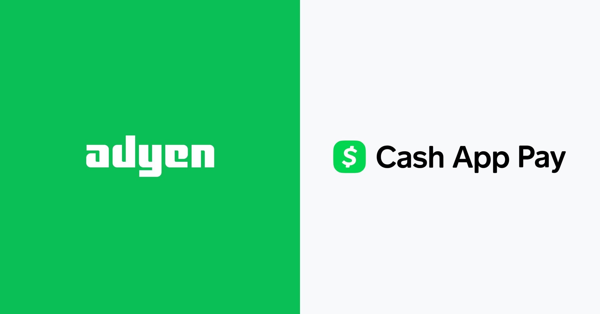 Adyen and Cash App Pay logos on green and white background.