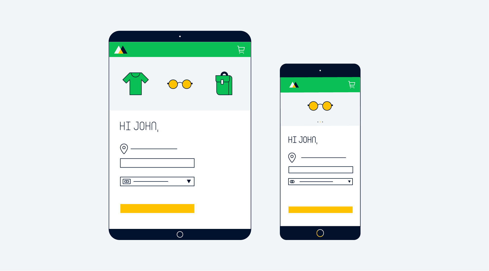 Checkout displayed on tablet and phone
