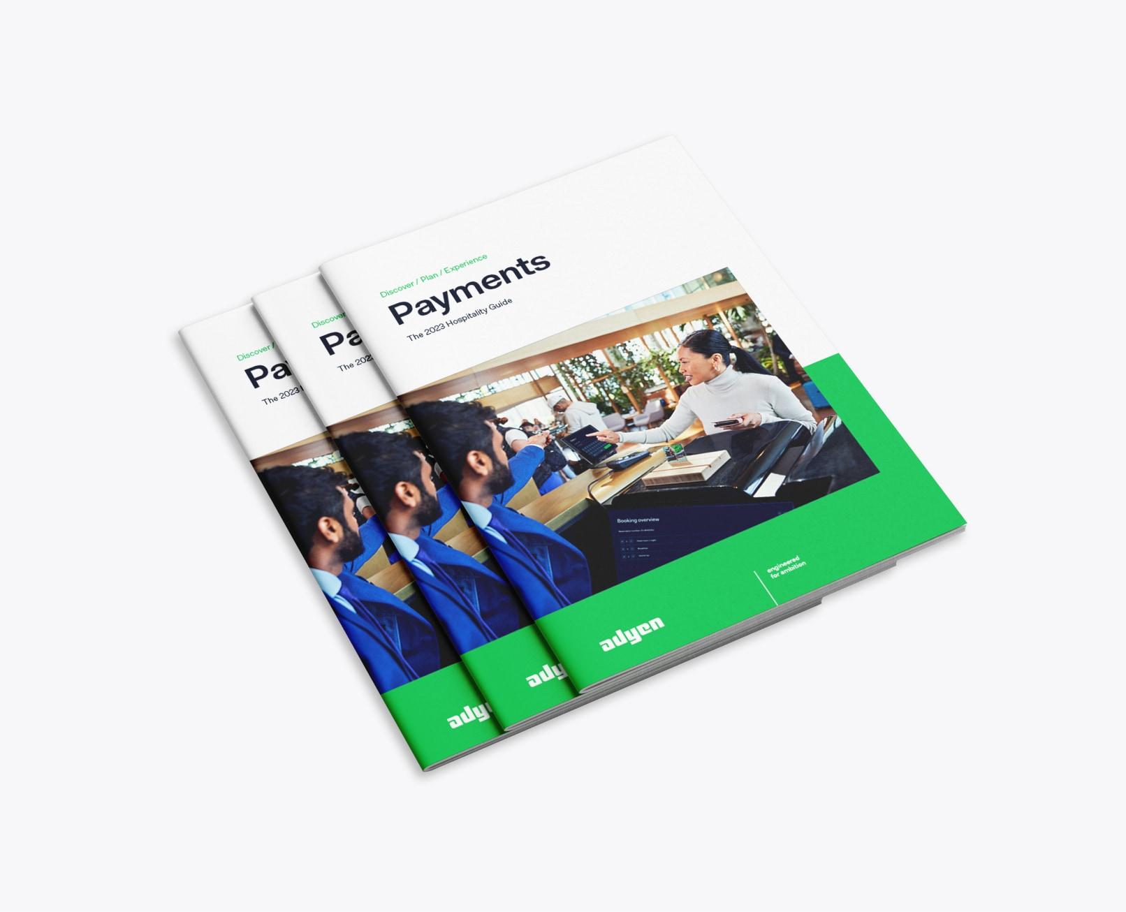 Guides de méthodes de paiement Adyen empilés avec un focus sur les transactions en magasin.