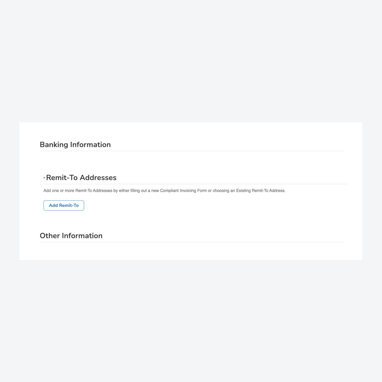 Screenshot of UI user page of vendor supplier portal Coupa