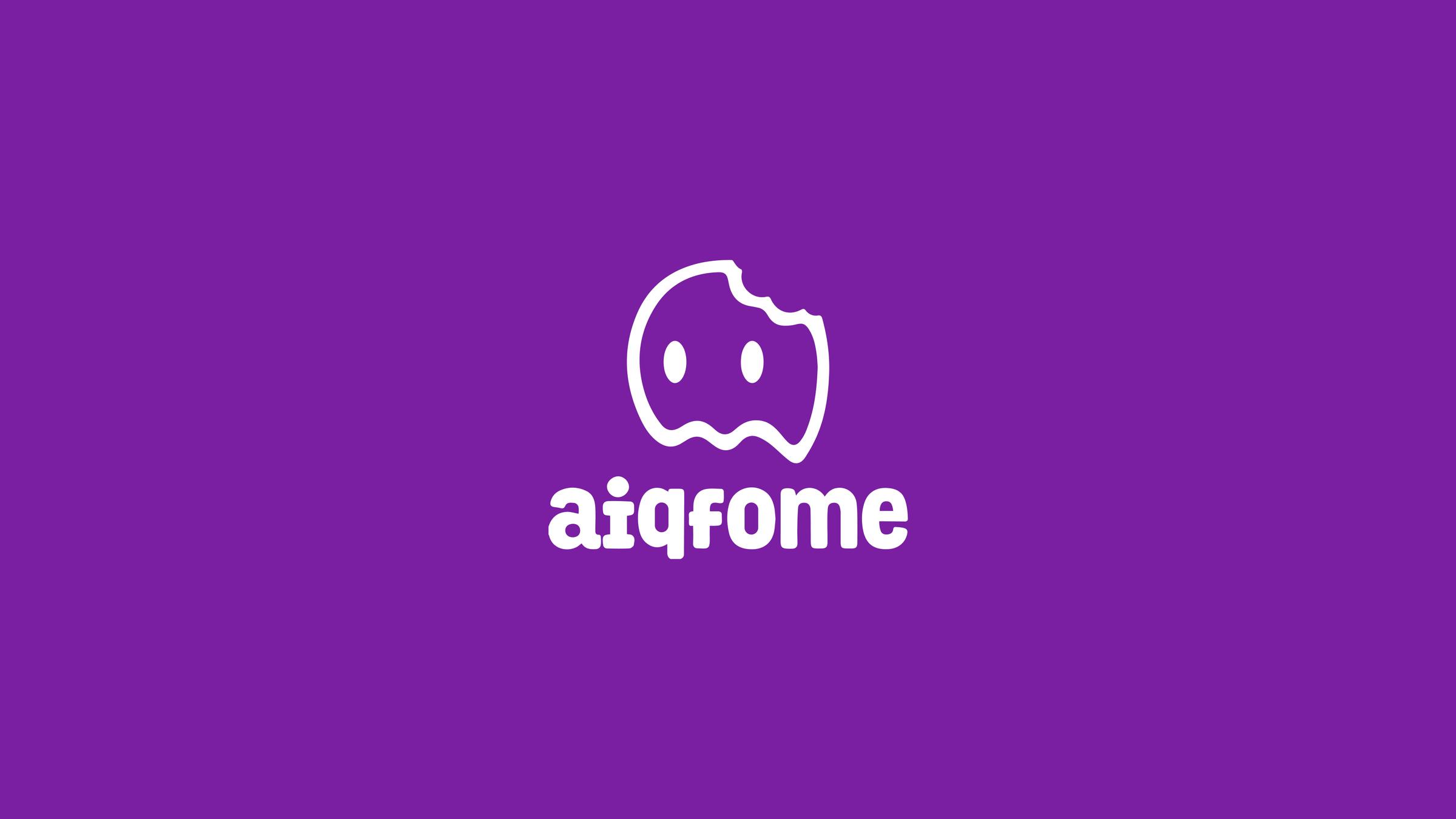 Logo Aiqfome em fundo roxo