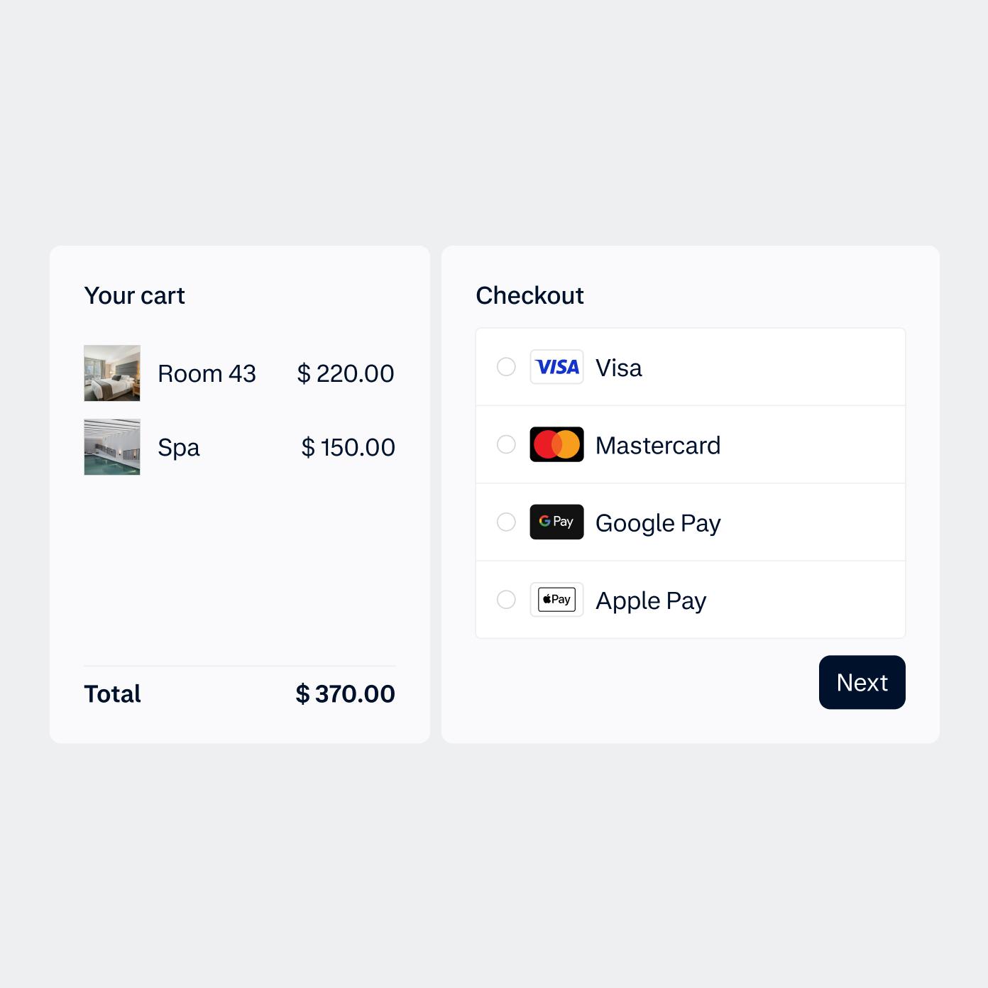 UI checkout with local payment methods