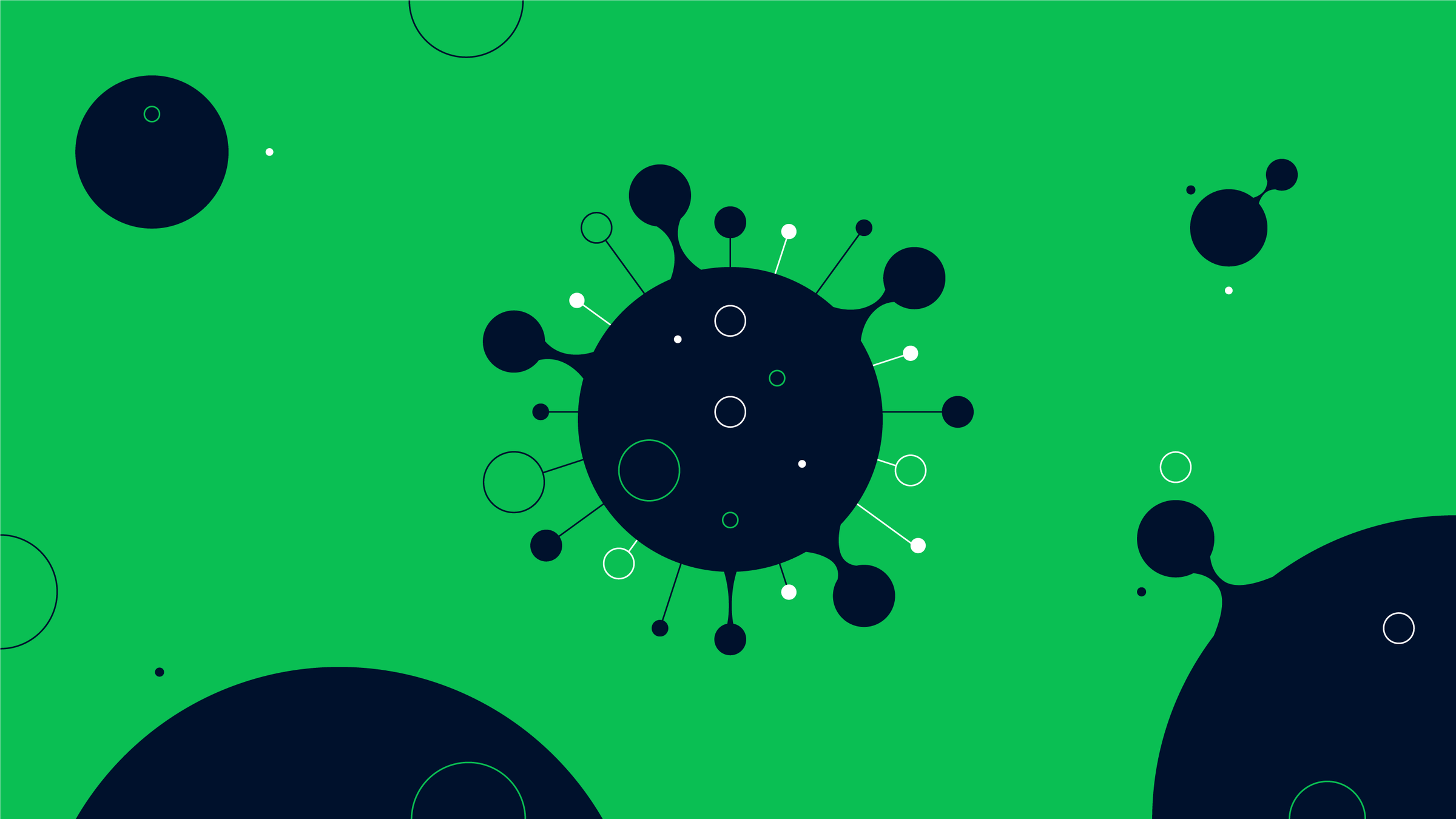 Représentation abstraite de molécules sur fond vert.