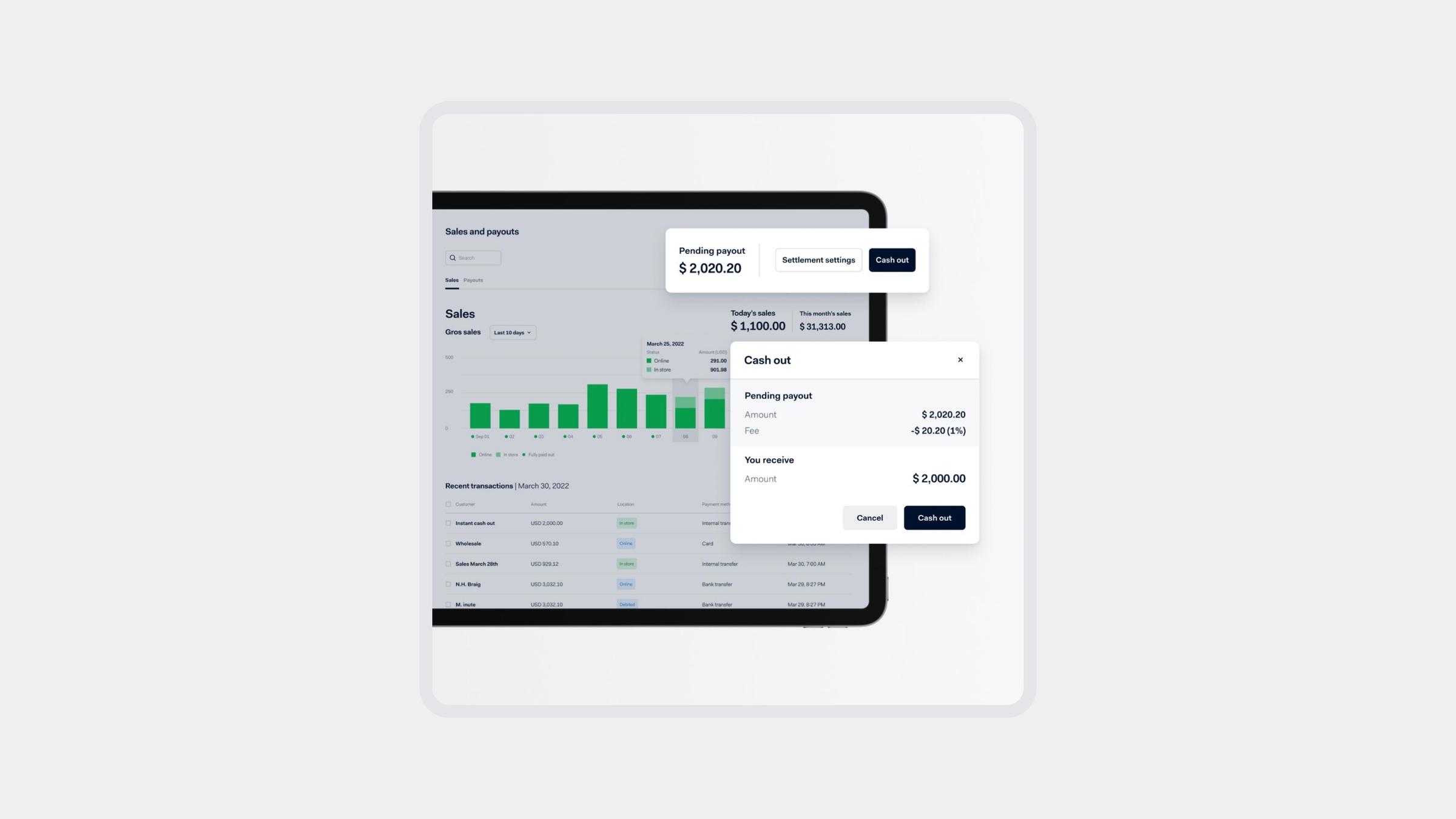 UI screens for product updates
