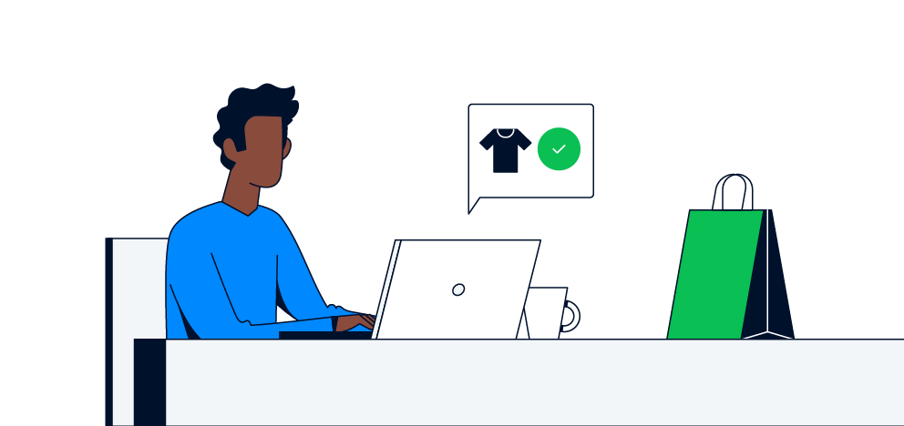 Illustration d'une personne faisant des achats en ligne