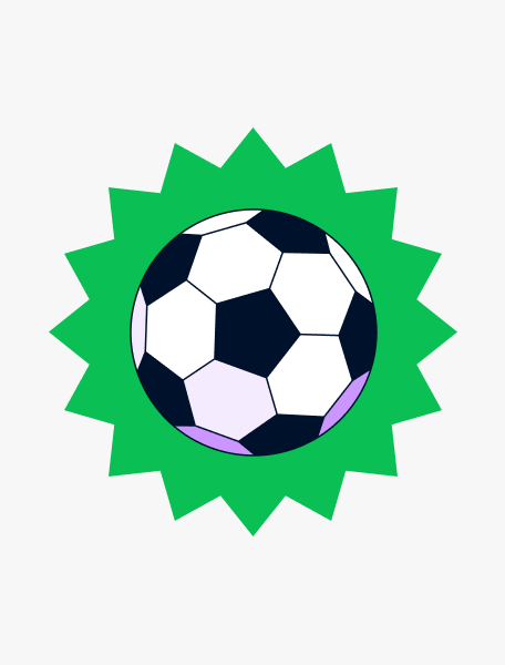 soccer ball illustration in green and purple 