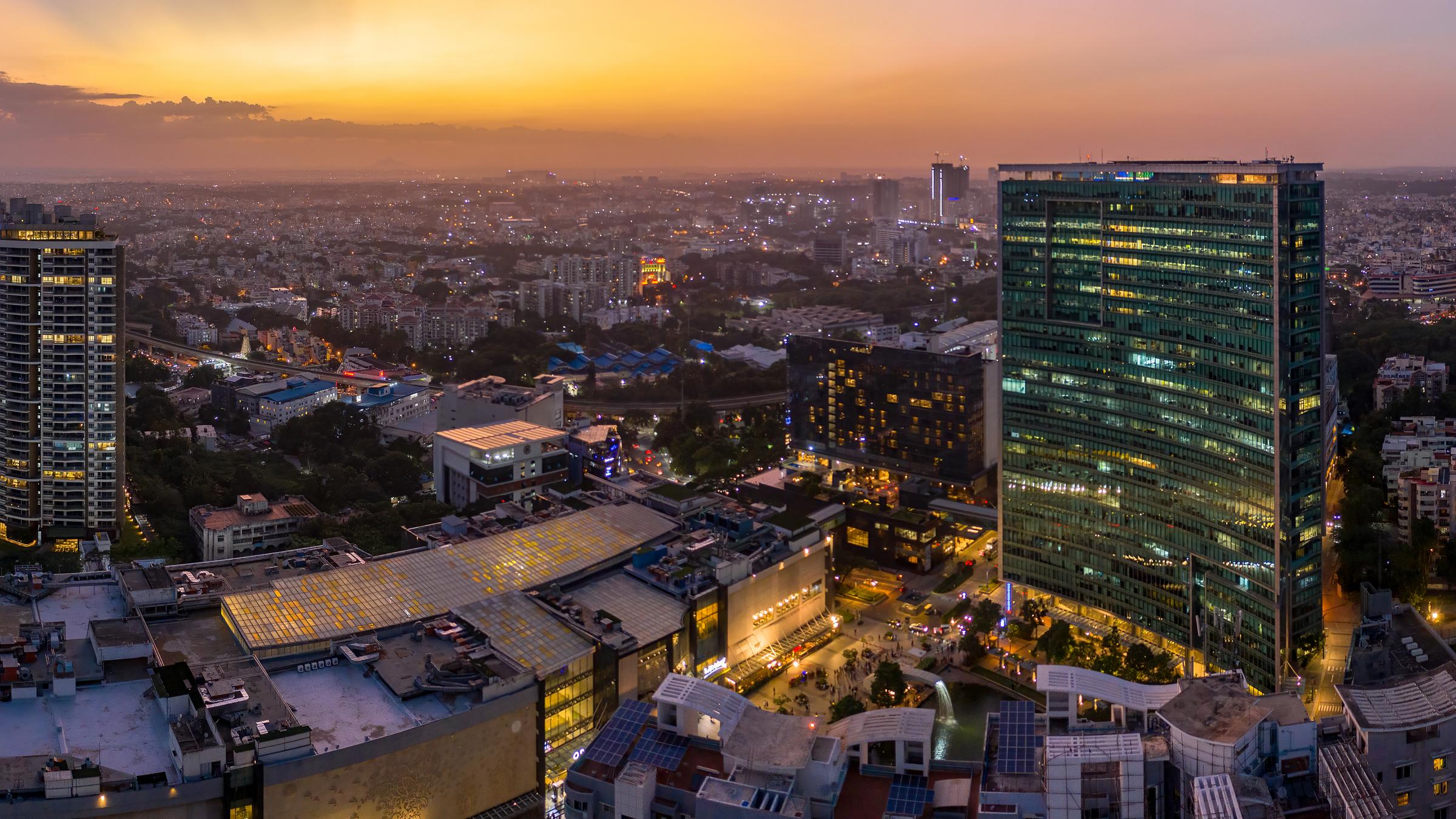Areal view of the skyline of Bengaluru, India