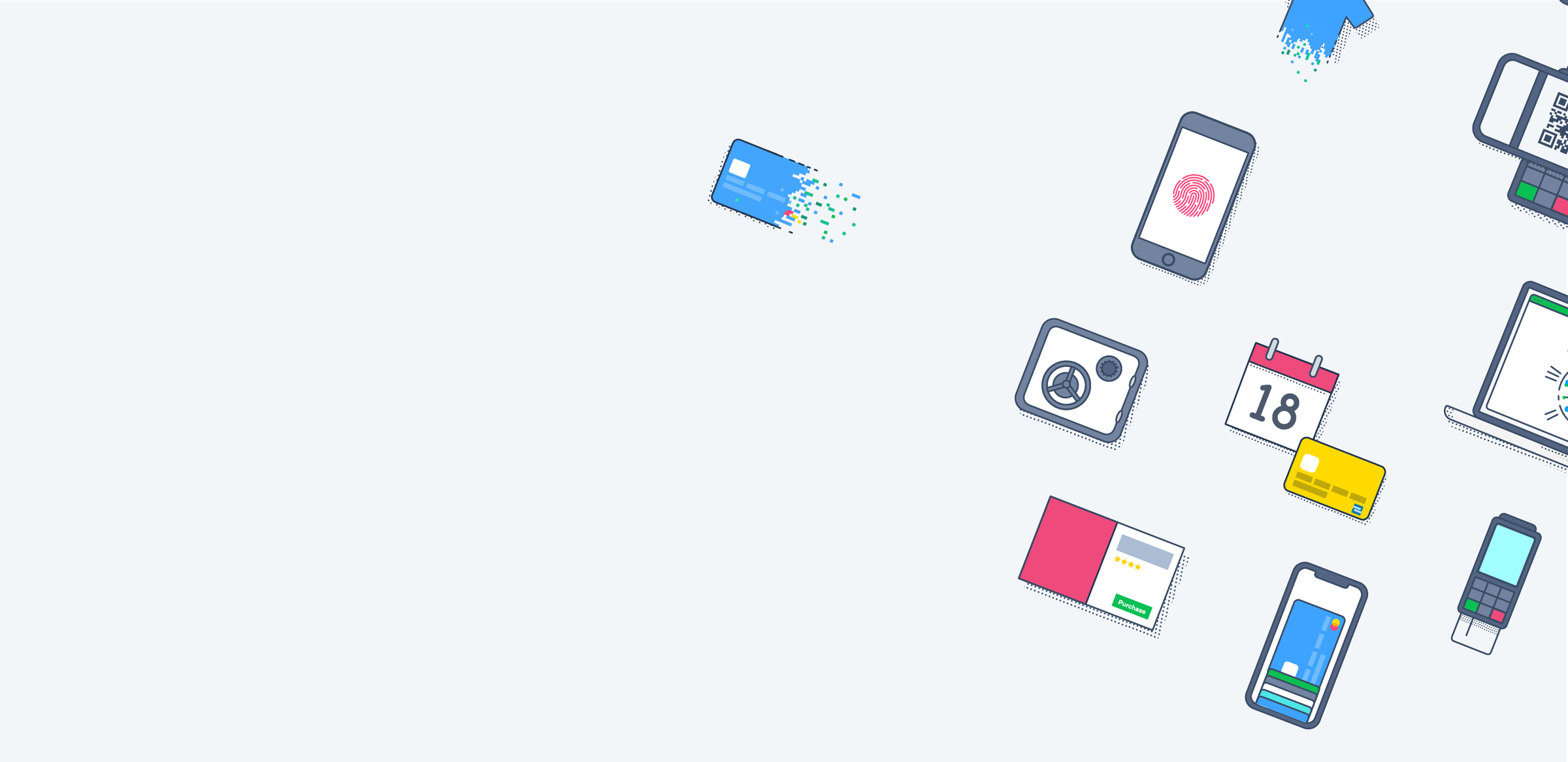 Varios métodos de pago digitales, incluyendo tarjetas de crédito, dispositivos móviles y terminales de punto de venta.