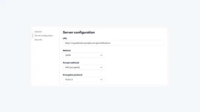 Server Configuration screen