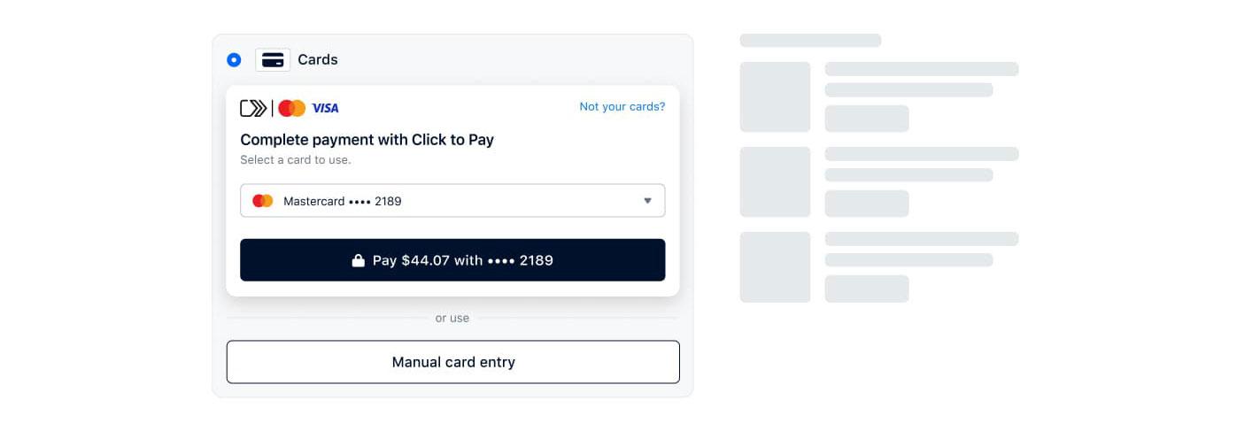 Afbeelding die de eerste stap van Click to Pay laat zien