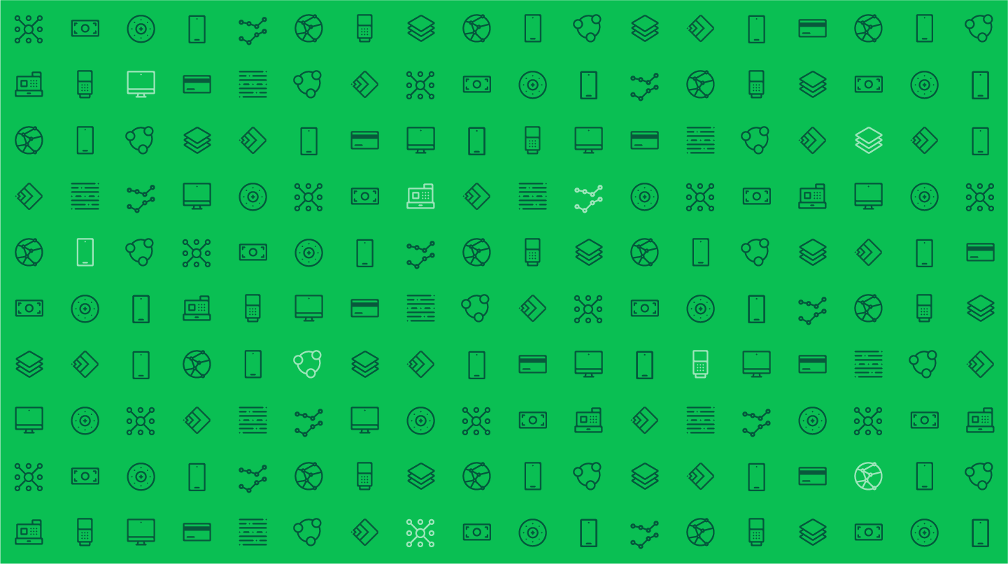 A pattern made of icons depicting different elements of Adyen's payment offering.