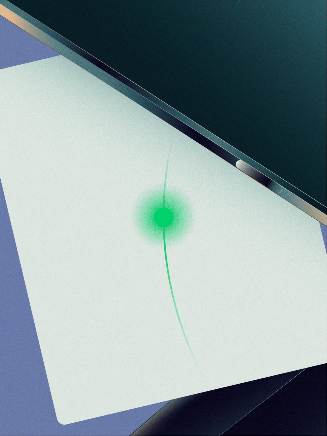 Wireless charging pad with a glowing green indicator light.