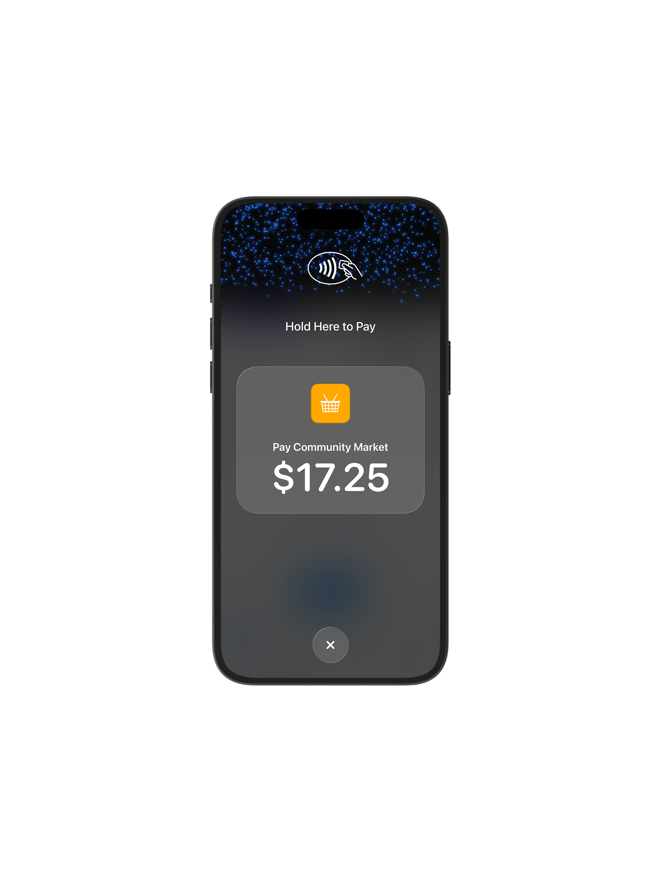 Smartphone displaying a contactless payment of $17.25 via Adyen terminal.