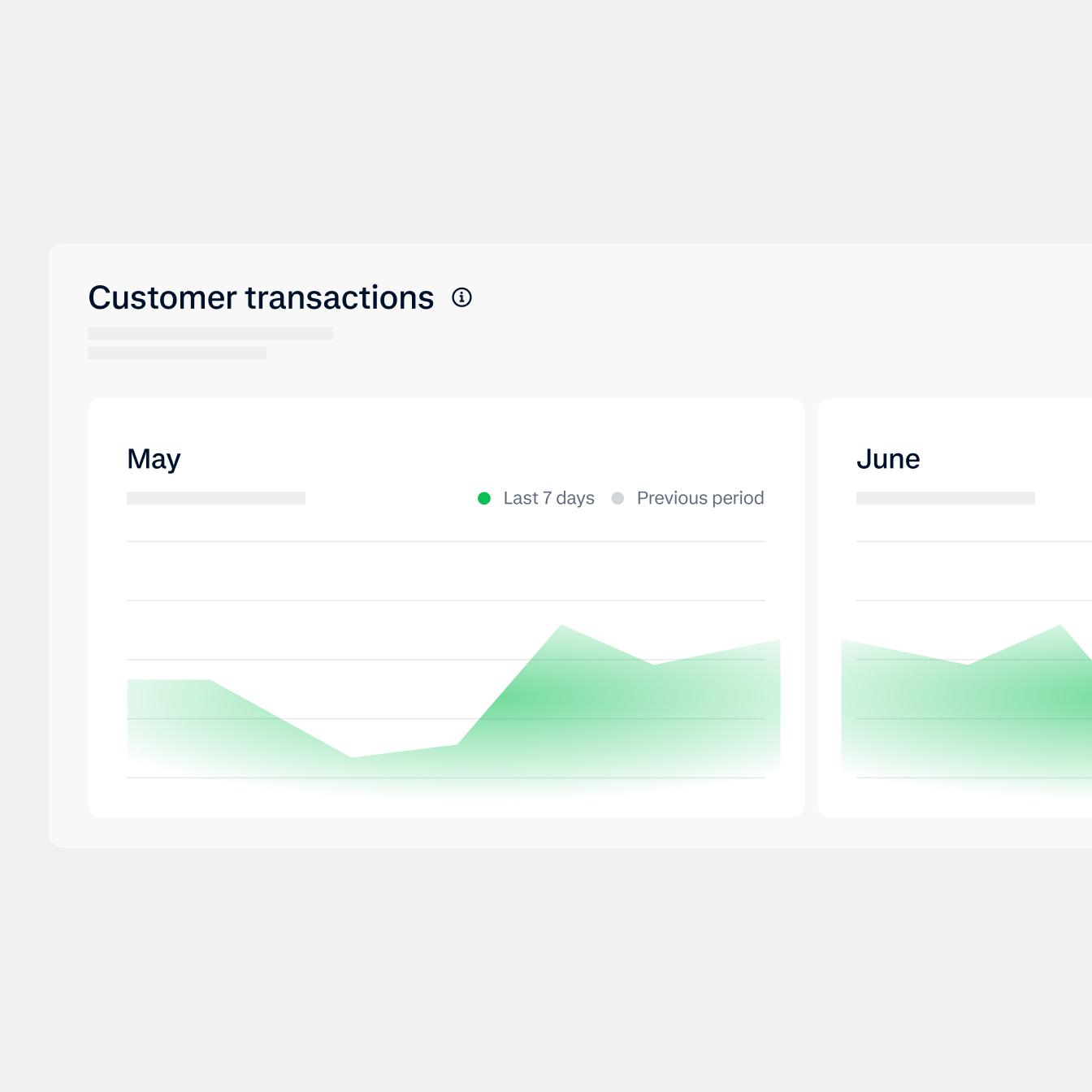 UI showing customer transactions by month