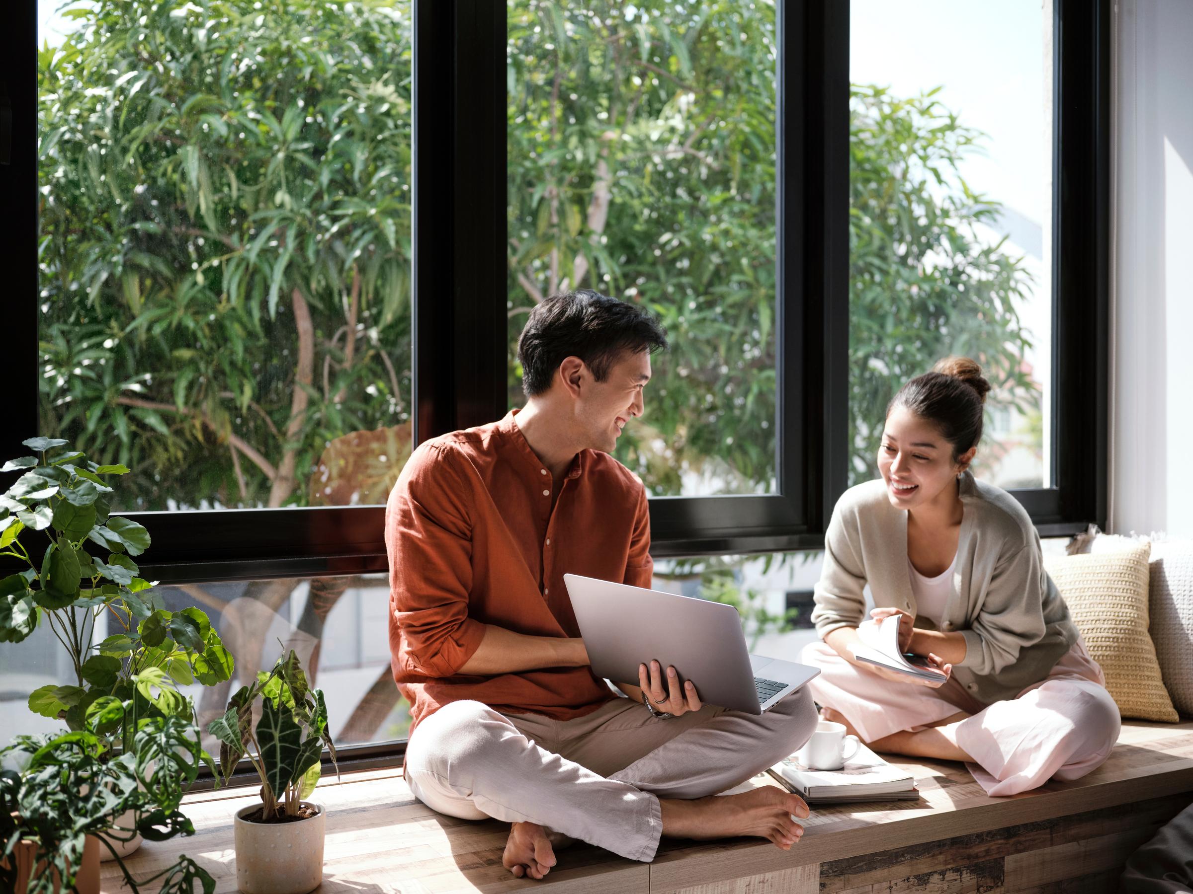 Couple at home shopping online on ecommerce website