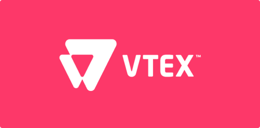 Logo VTEX em fundo rosa