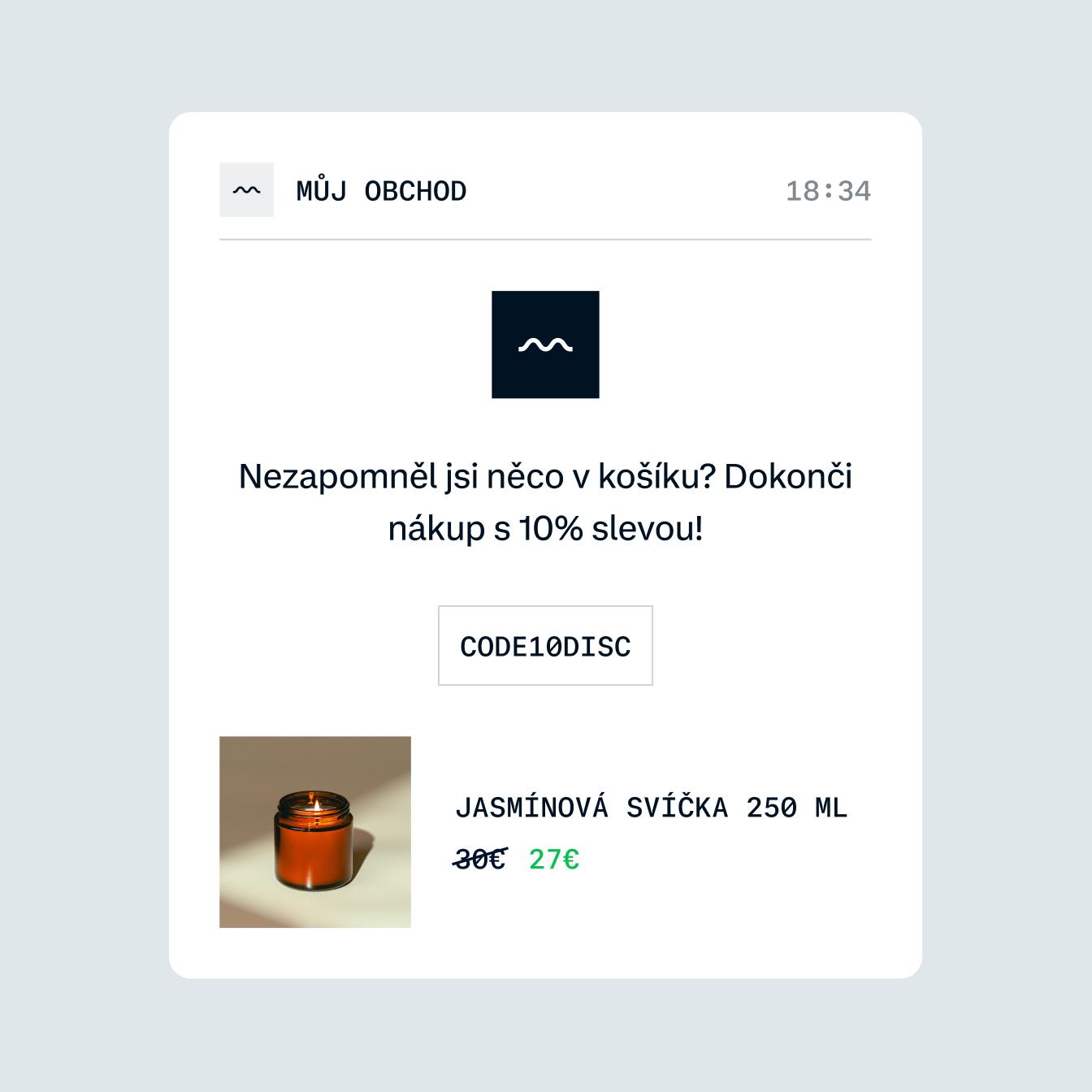 An abandoned cart pop up, encouraging the customer to complete the sale with a discount code.