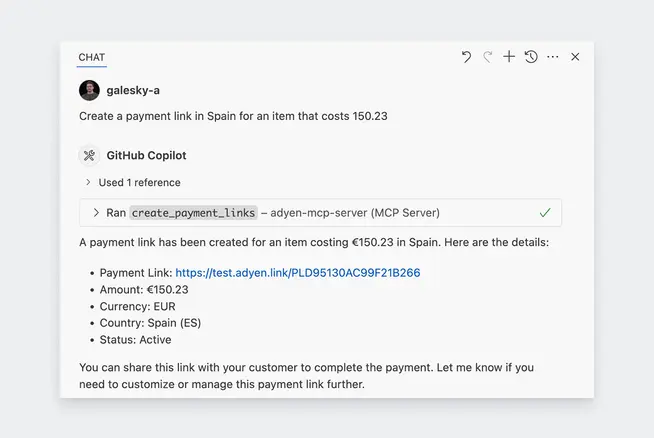 Adyen MCP Copilot screen