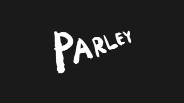 White Parley logo on a black background.