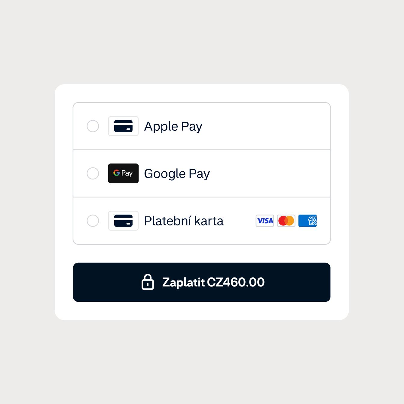 Checkout screen with local payment method options