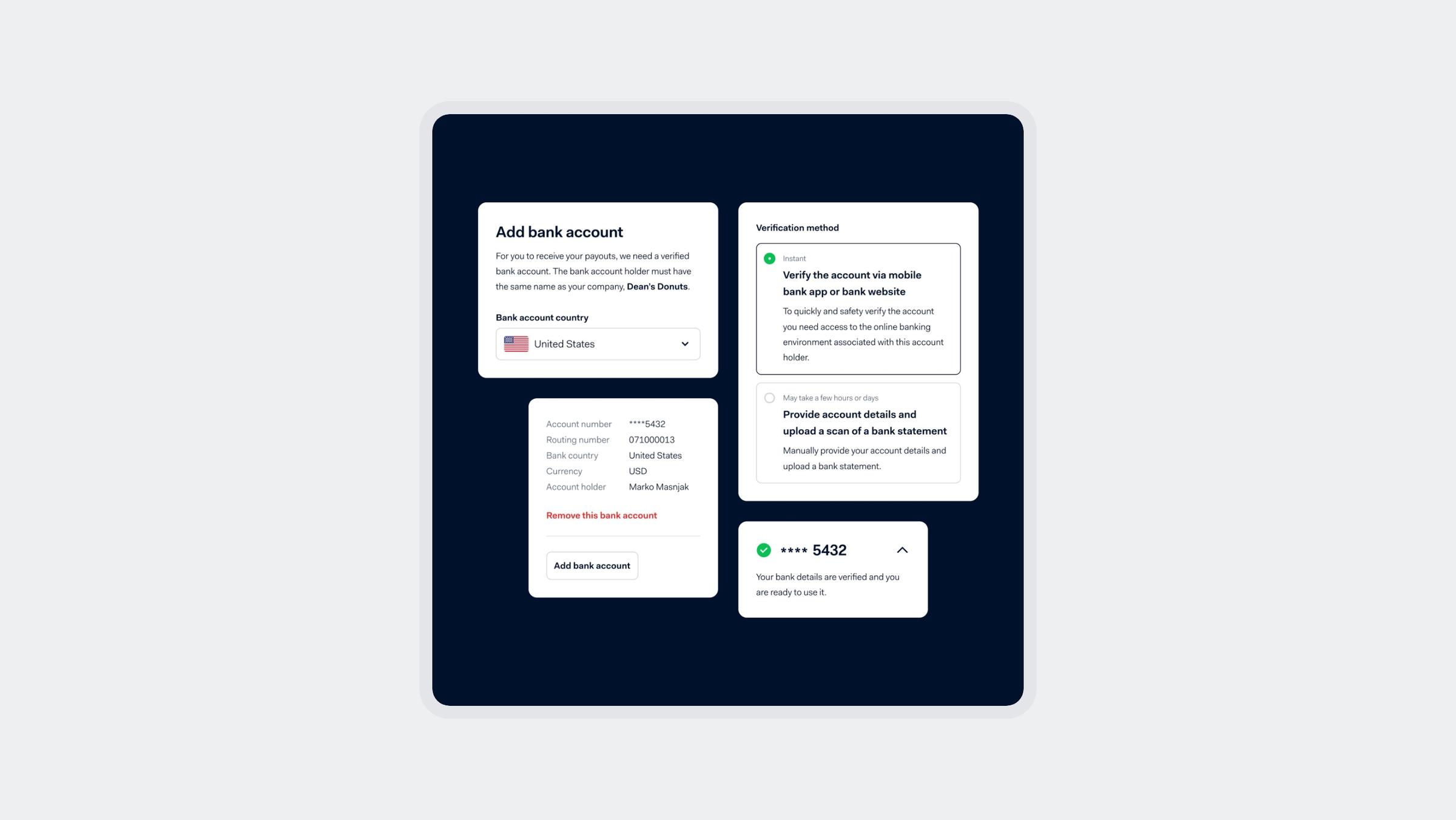 UI screens for product updates