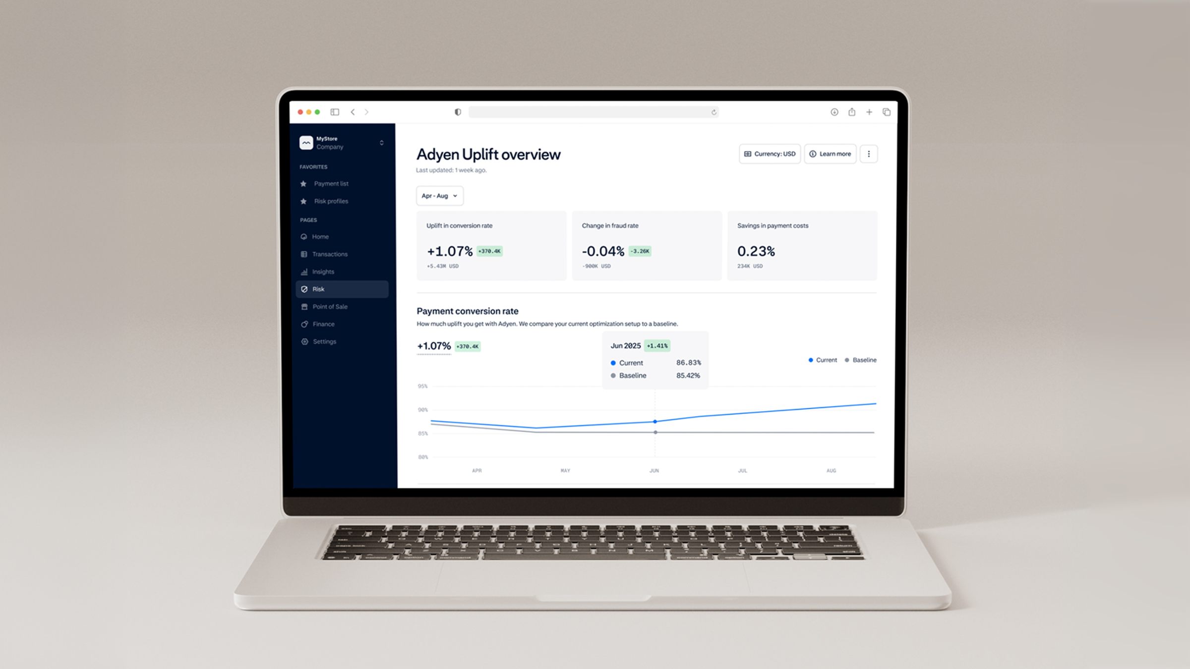 Thumbnail for Adyen Uplift video of the product on a laptop