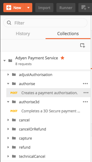 Postman example of the Adyen OAS