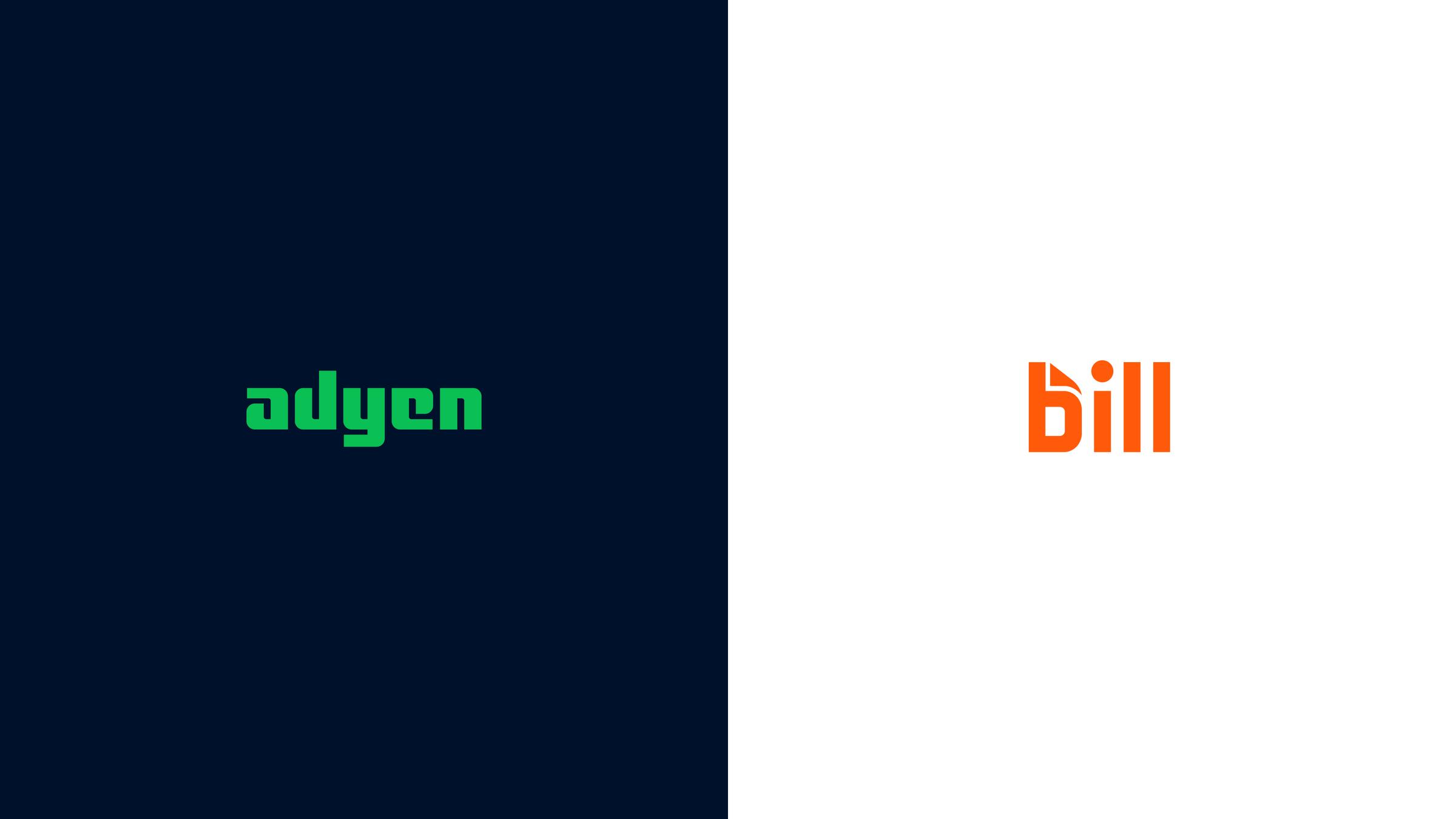 Adyen and Bill company logos side by side.