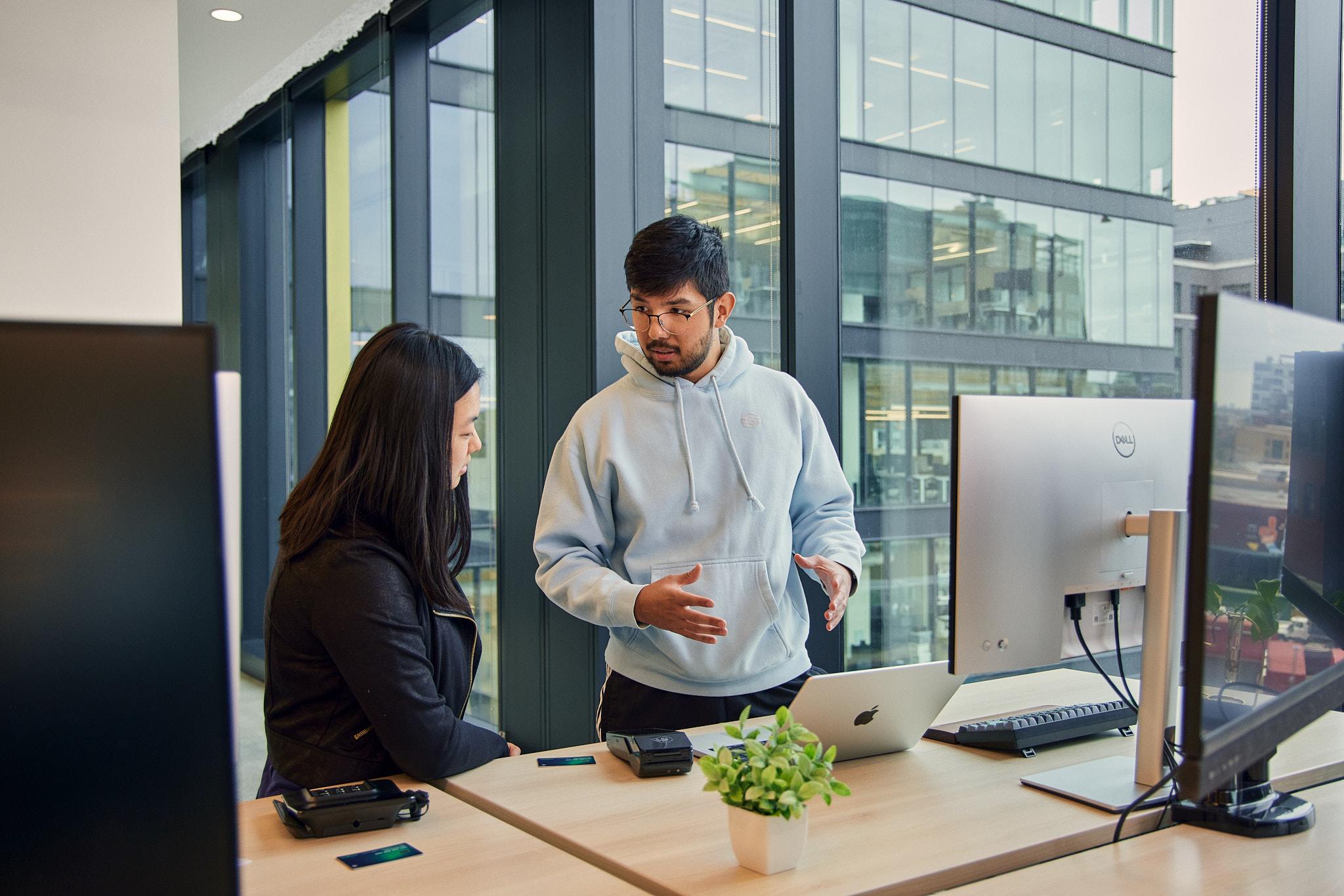 Two colleagues working together in the office 