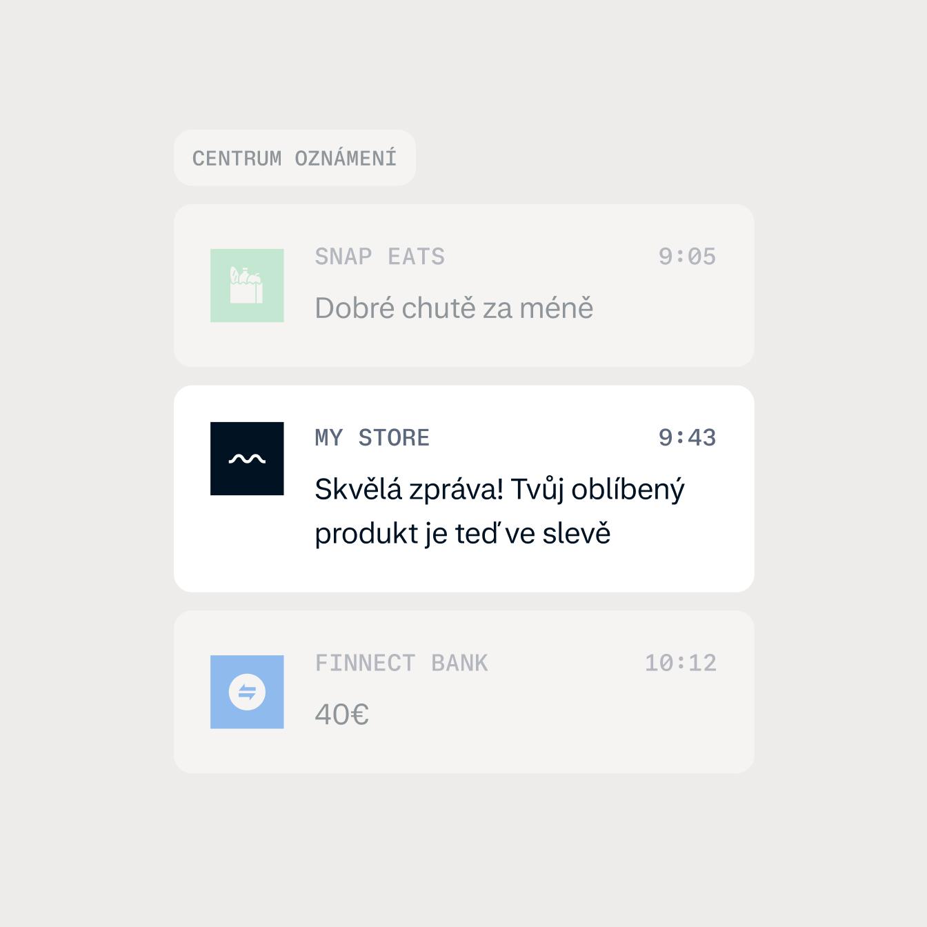 notification center with a store favorite item on sale