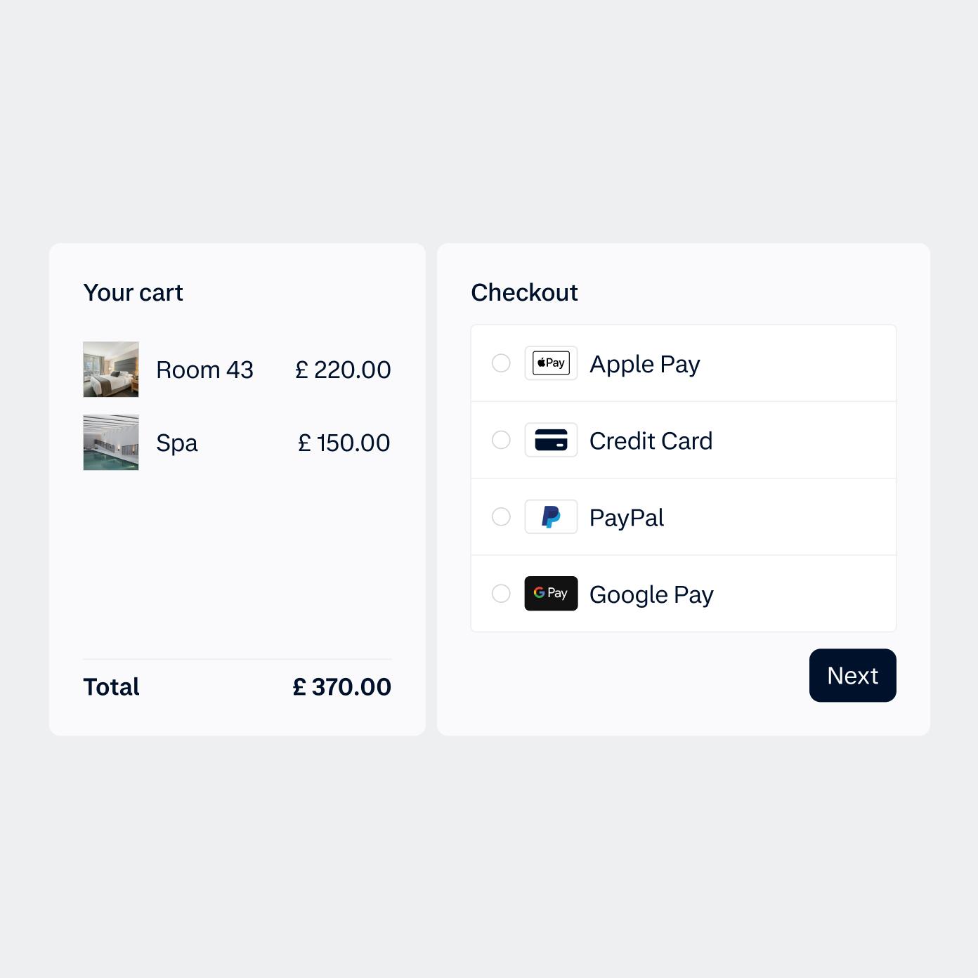 UI checkout with local payment methods