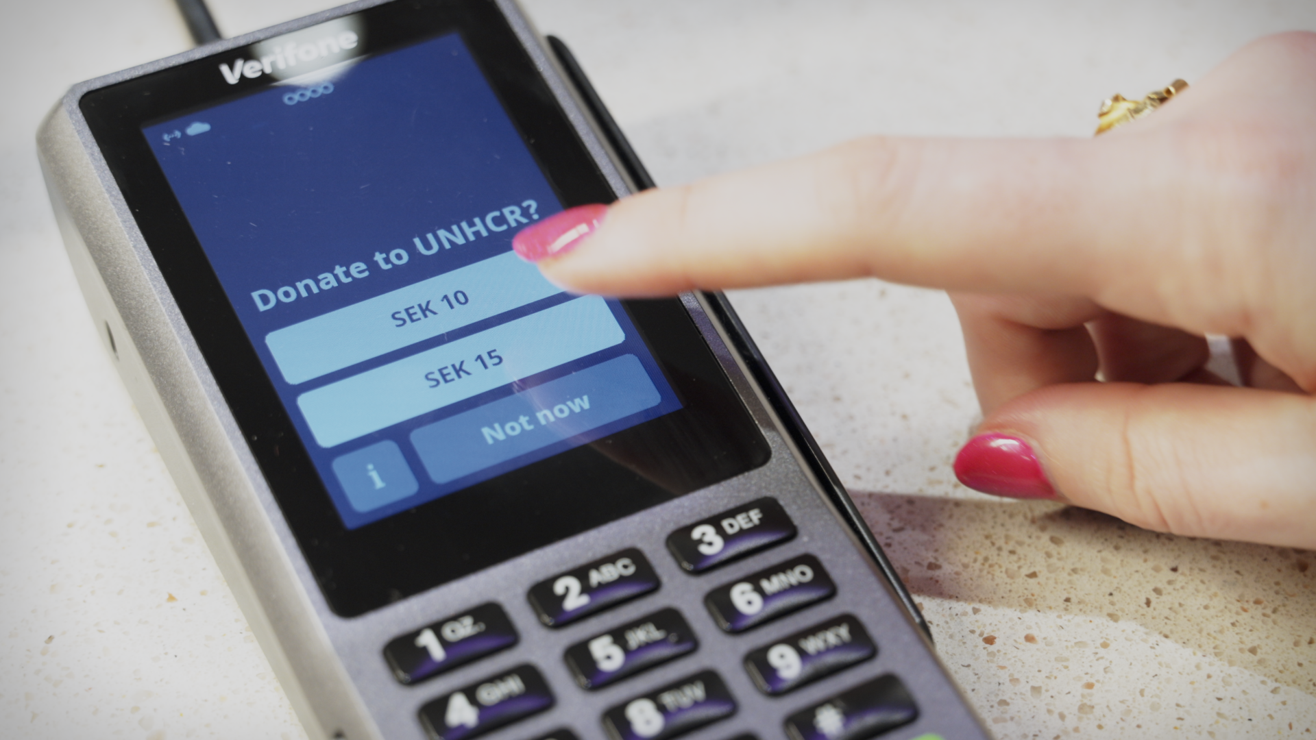 Donation screen at a Adyen Terminal