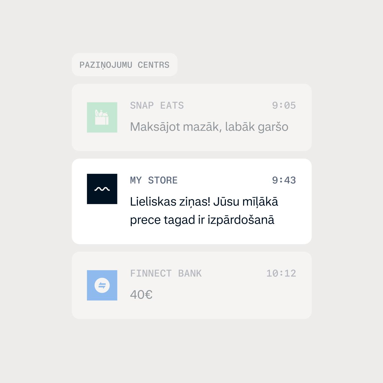 notification center with a store favorite item on sale