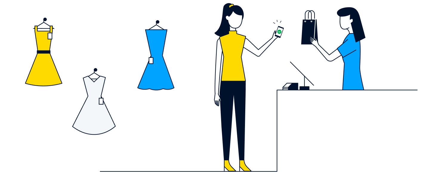Women checking out at a store