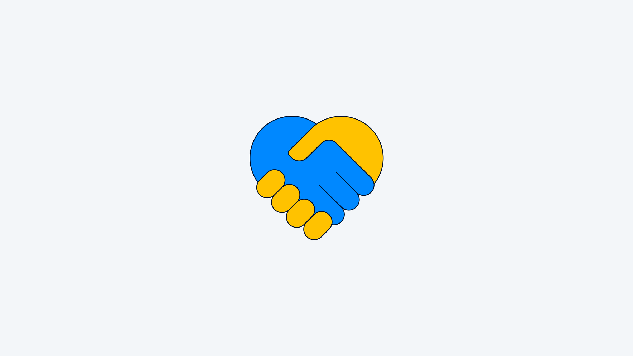 Ukraine support heart-shaped hands logo.