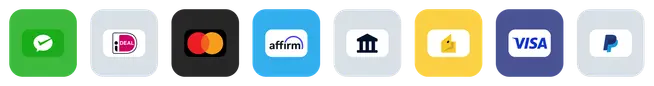 A banner of available payment method logos